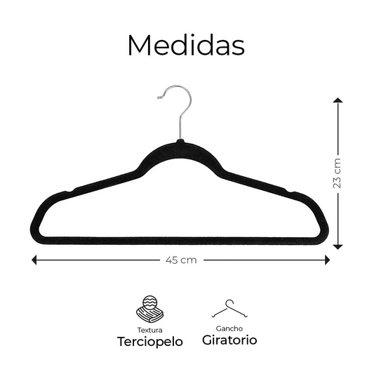 50 Ganchos aterciopelados para ropa