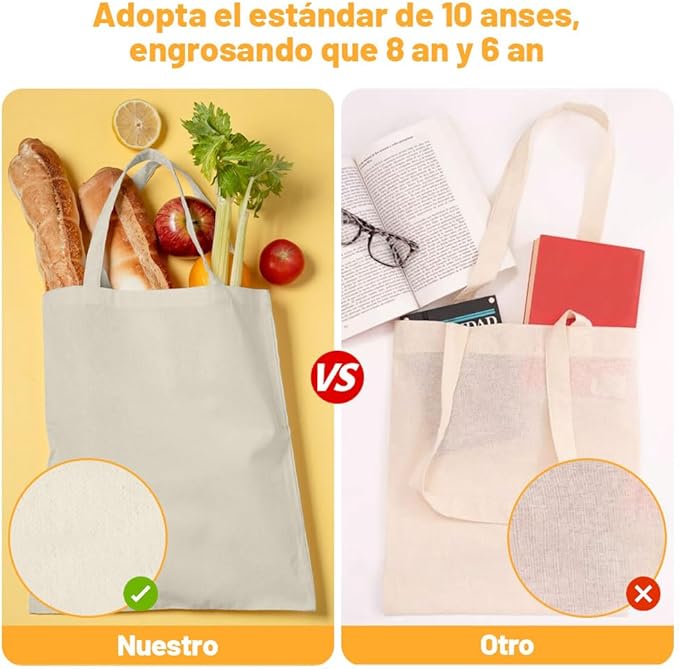 Tote Bag de Manta Cruda 40 X 35 cm, 100 % Algodón