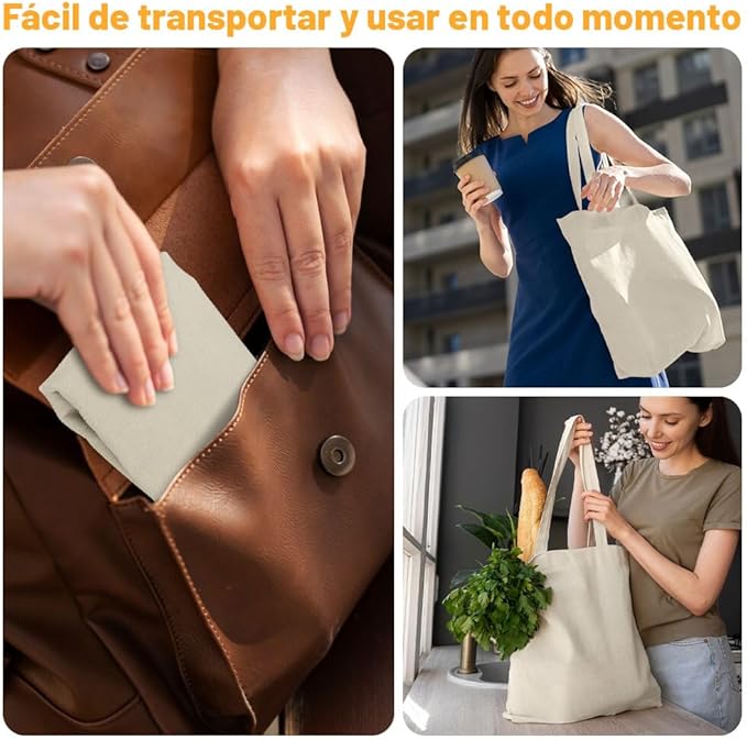 Tote Bag de Manta Cruda 40 X 35 cm, 100 % Algodón