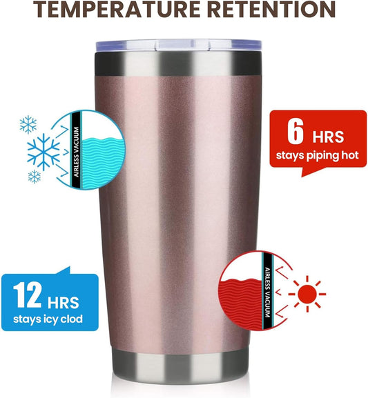 Vaso de 597 ml 20 onzas con tapa y pajita, vaso de café de acero inoxidable de doble pared